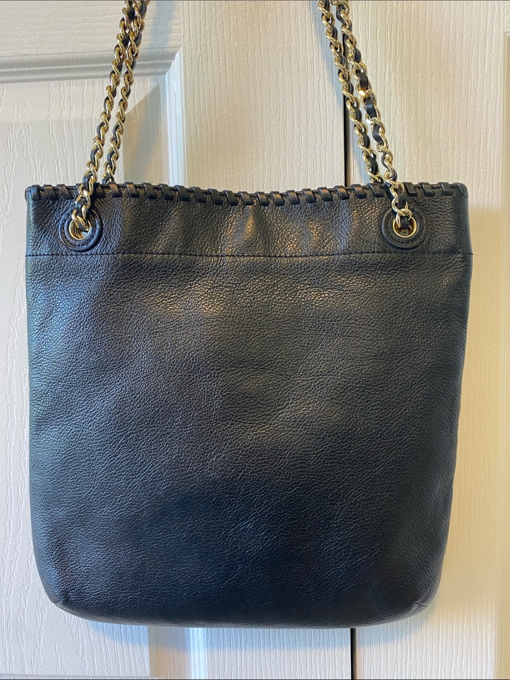 Tory Burch Marion Black Leather Chain Shoulder Tote Bag Gold Hardware - Picture 6 of 13